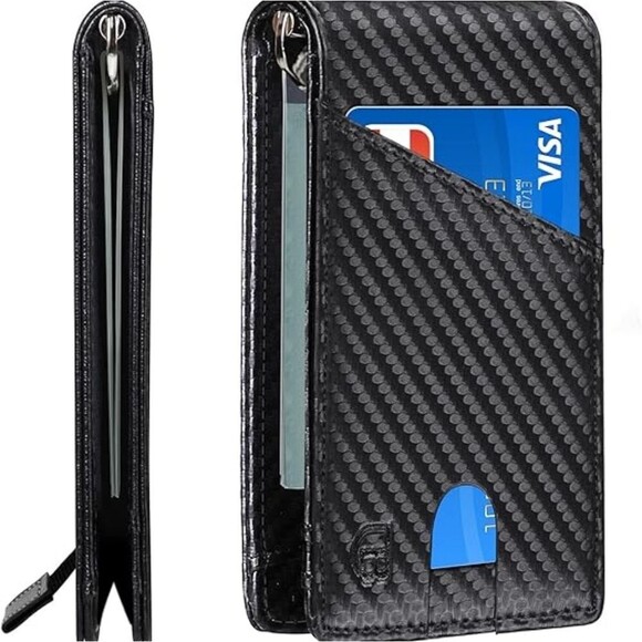 RFID Minimalist Bifold Slim Wallet with Money Clip 6 CC slots & 1 ID Win… - Picture 7 of 9